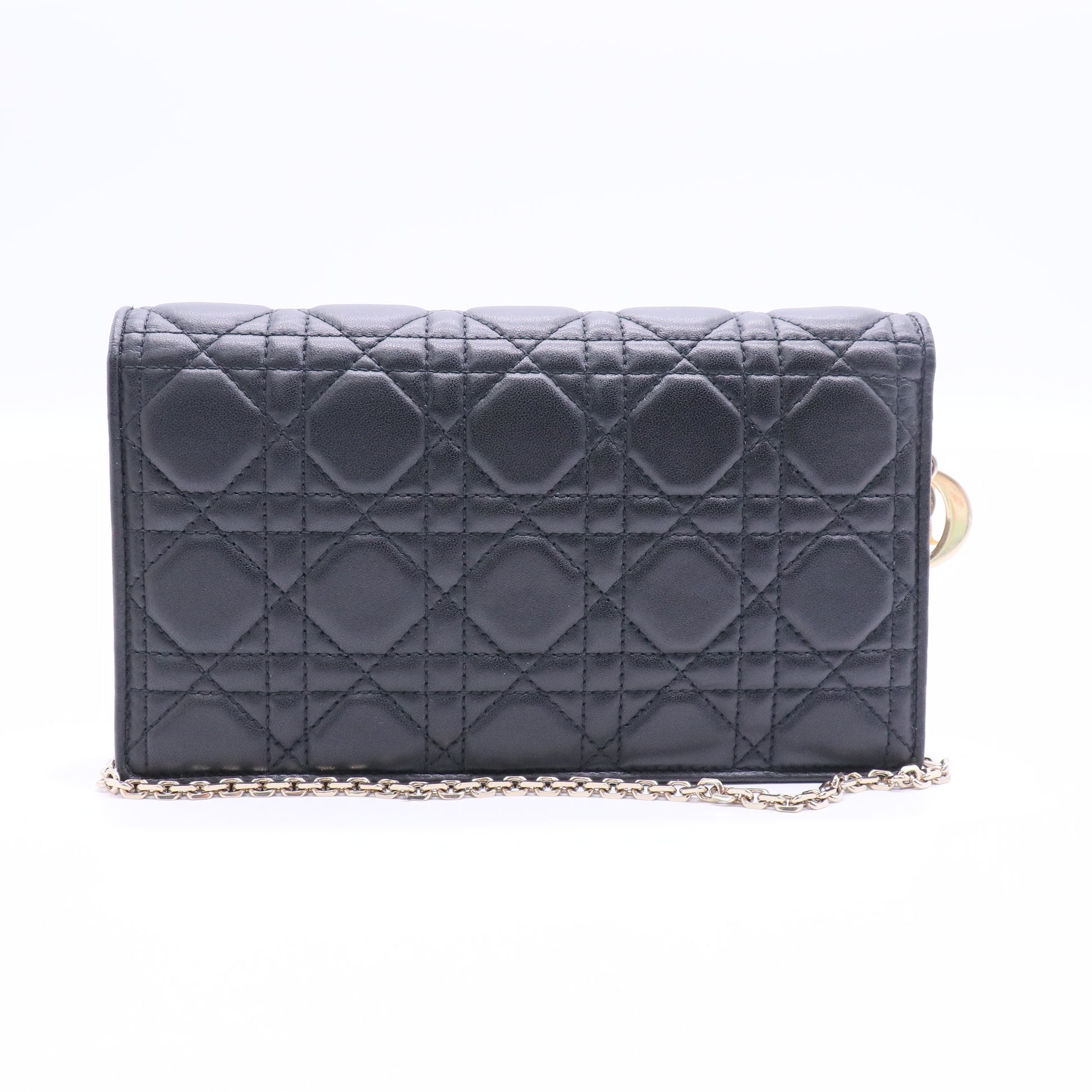 Lady Dior Convertible Chain Clutch Cannage Quilt Leather Long Twins LDJ2794