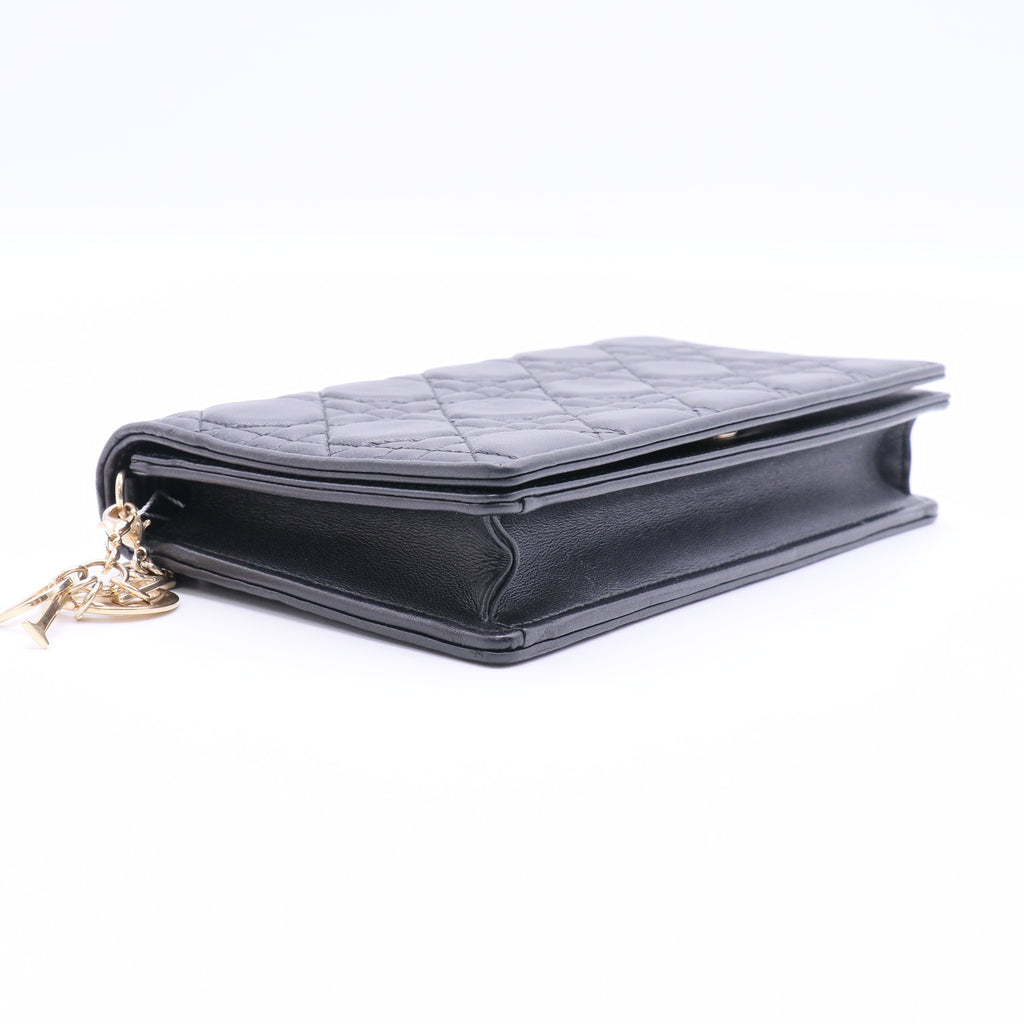 Lady Dior Convertible Chain Clutch Cannage Quilt Leather Long Twins LDJ2794