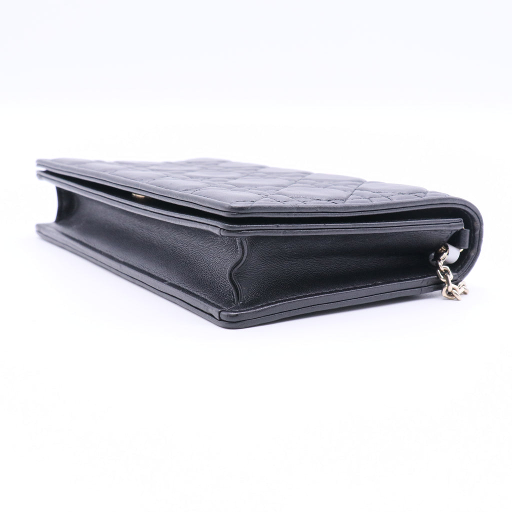 Lady Dior Convertible Chain Clutch Cannage Quilt Leather Long Twins LDJ2794