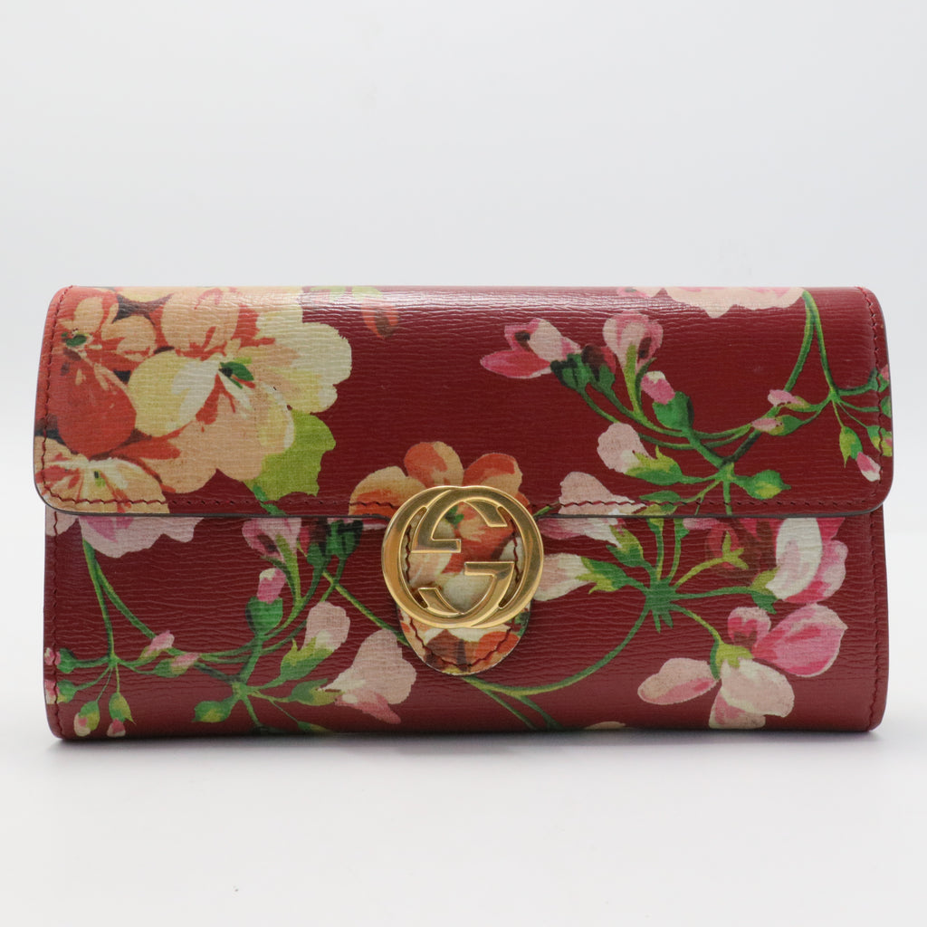 Icon Wallet on Chain Blooms Print Leather