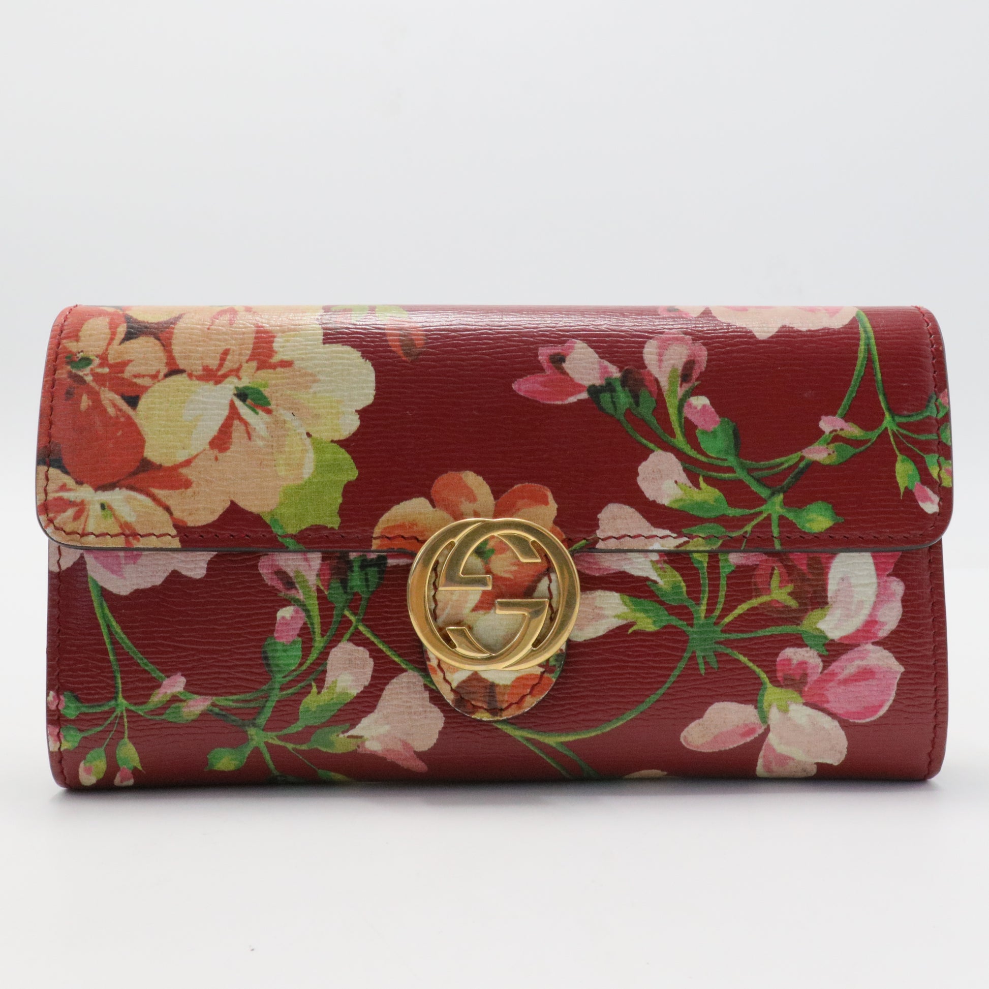 Icon Wallet on Chain Blooms Print Leather