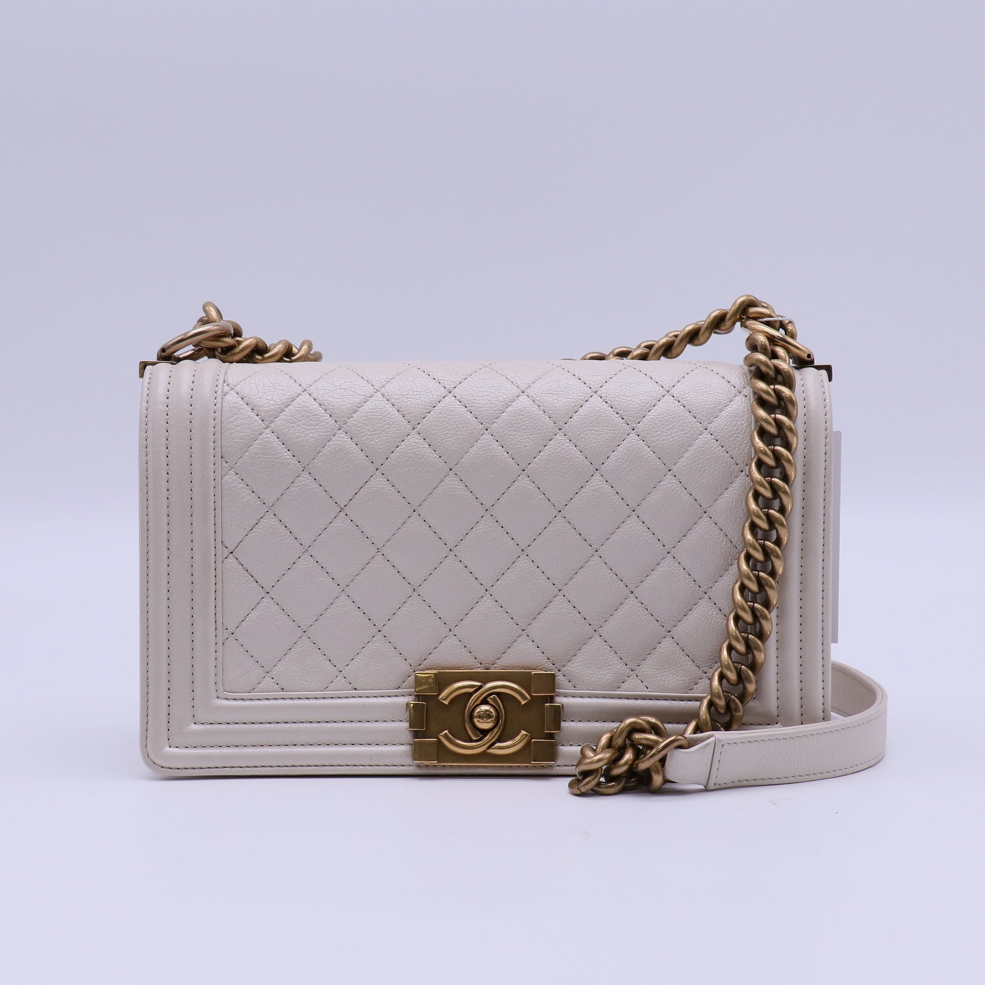 Boy Flap Bag Quilted Caviar Old Medium Twins B21792