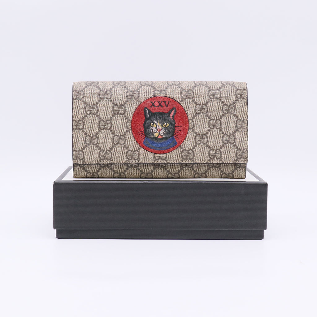Gucci GG Supreme Mystic Cat Continental Wallet W22549