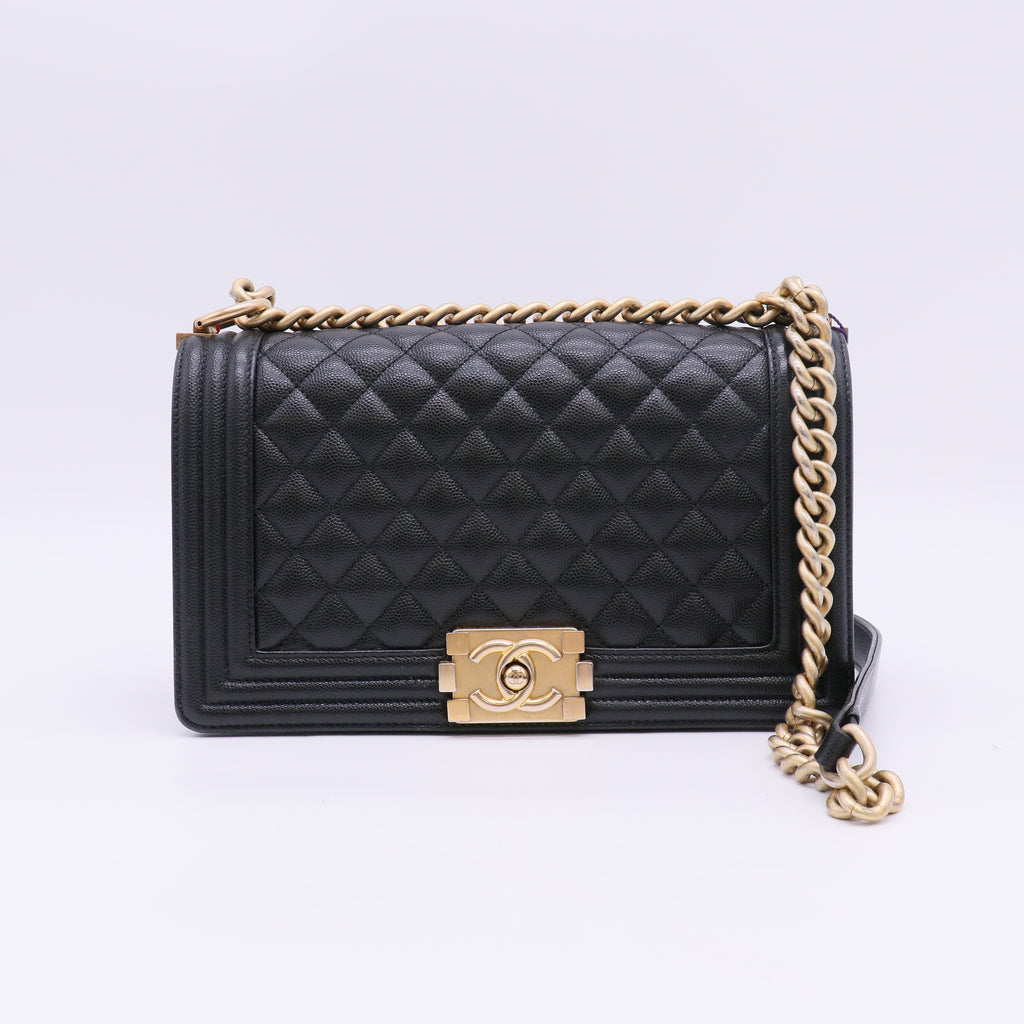 Chanel Caviar Quilted Medium Boy Flap Black twins LDJ5561