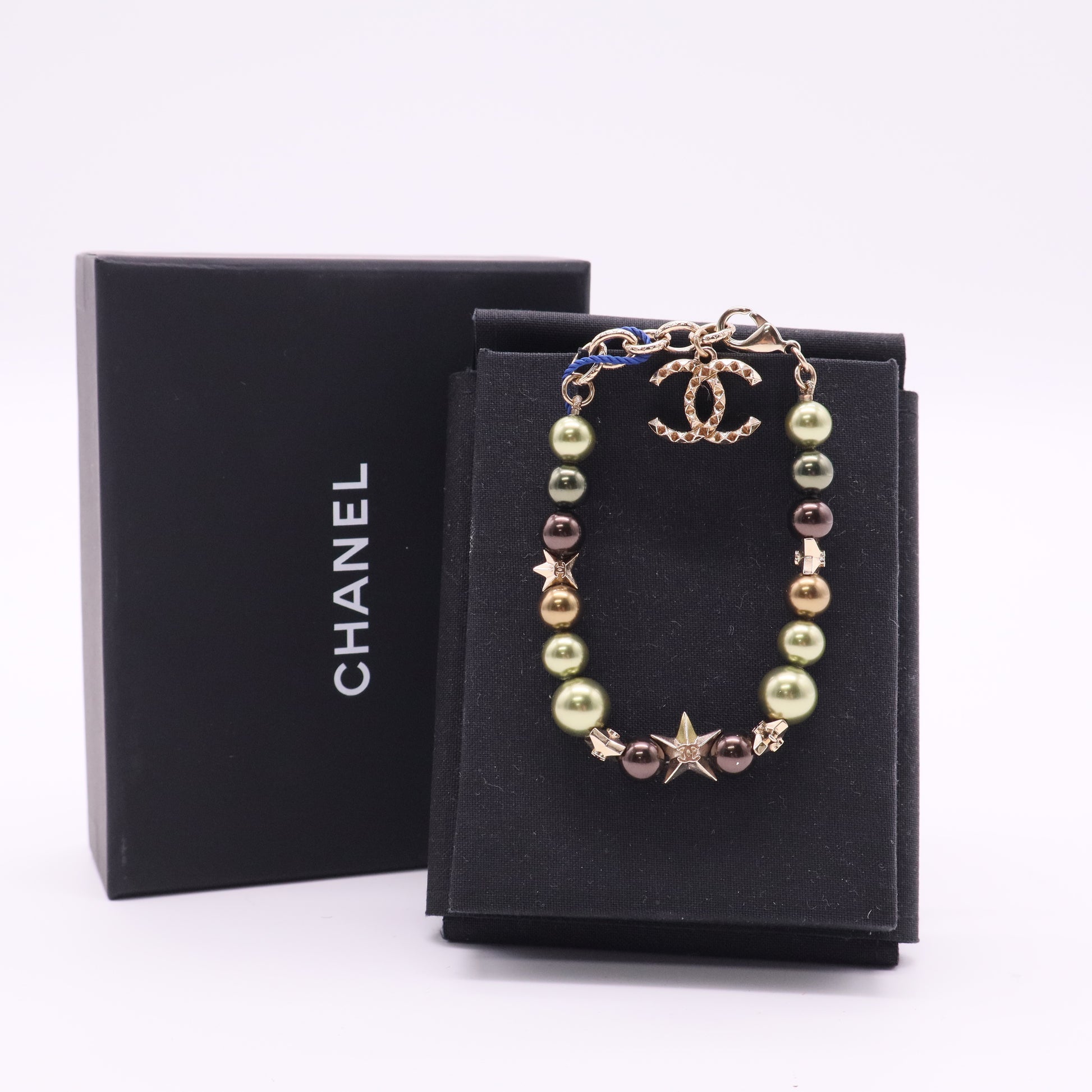 CC Charm Bracelet Metal with Faux Pearls, Beads and Crystals Twins