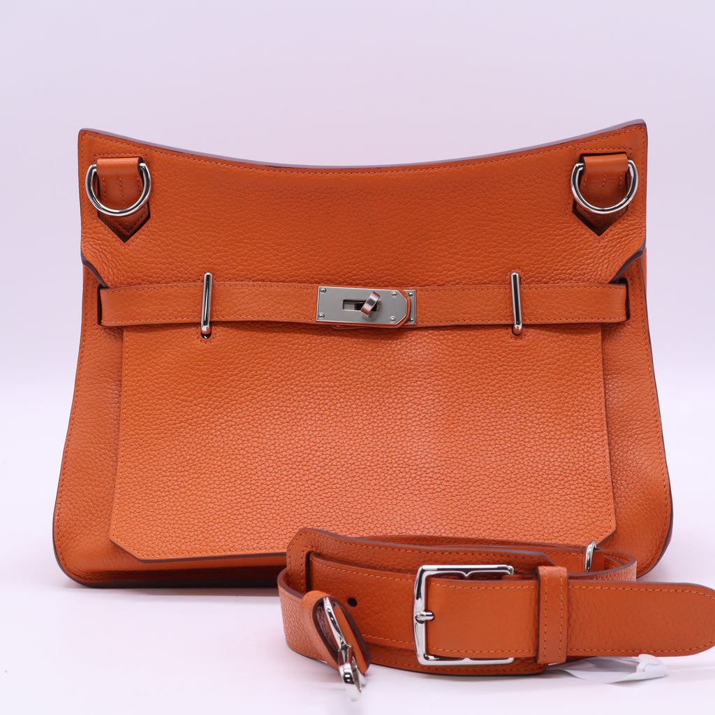 Hermes Jypsiere 34 Orange Clemence Leather Bag  B20584