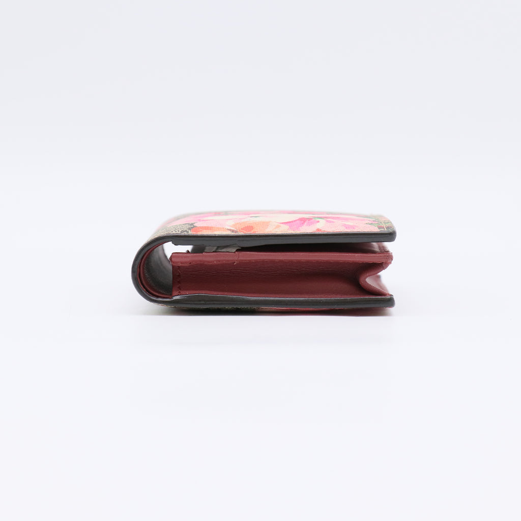 Gucci GG Supreme Monogram Blooms Card Case Wallet in Beige Multicolor Dry Rose (Model 410088) W22558