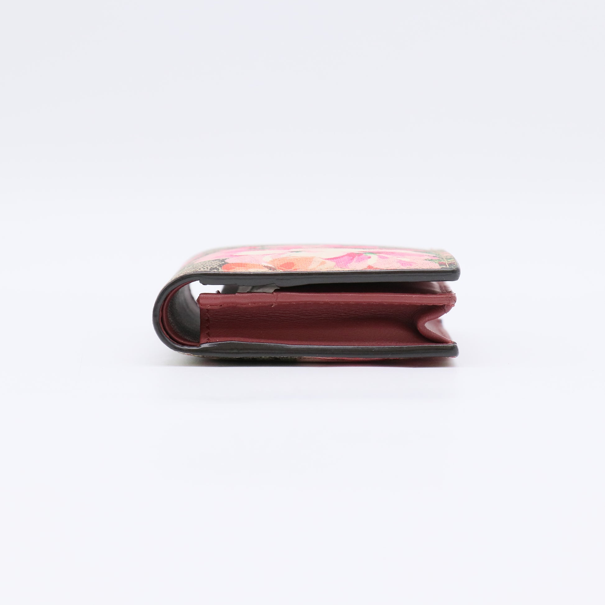 Gucci GG Supreme Monogram Blooms Card Case Wallet in Beige Multicolor Dry Rose (Model 410088) W22558