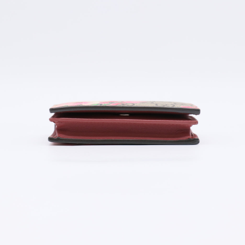 Gucci GG Supreme Monogram Blooms Card Case Wallet in Beige Multicolor Dry Rose (Model 410088) W22558