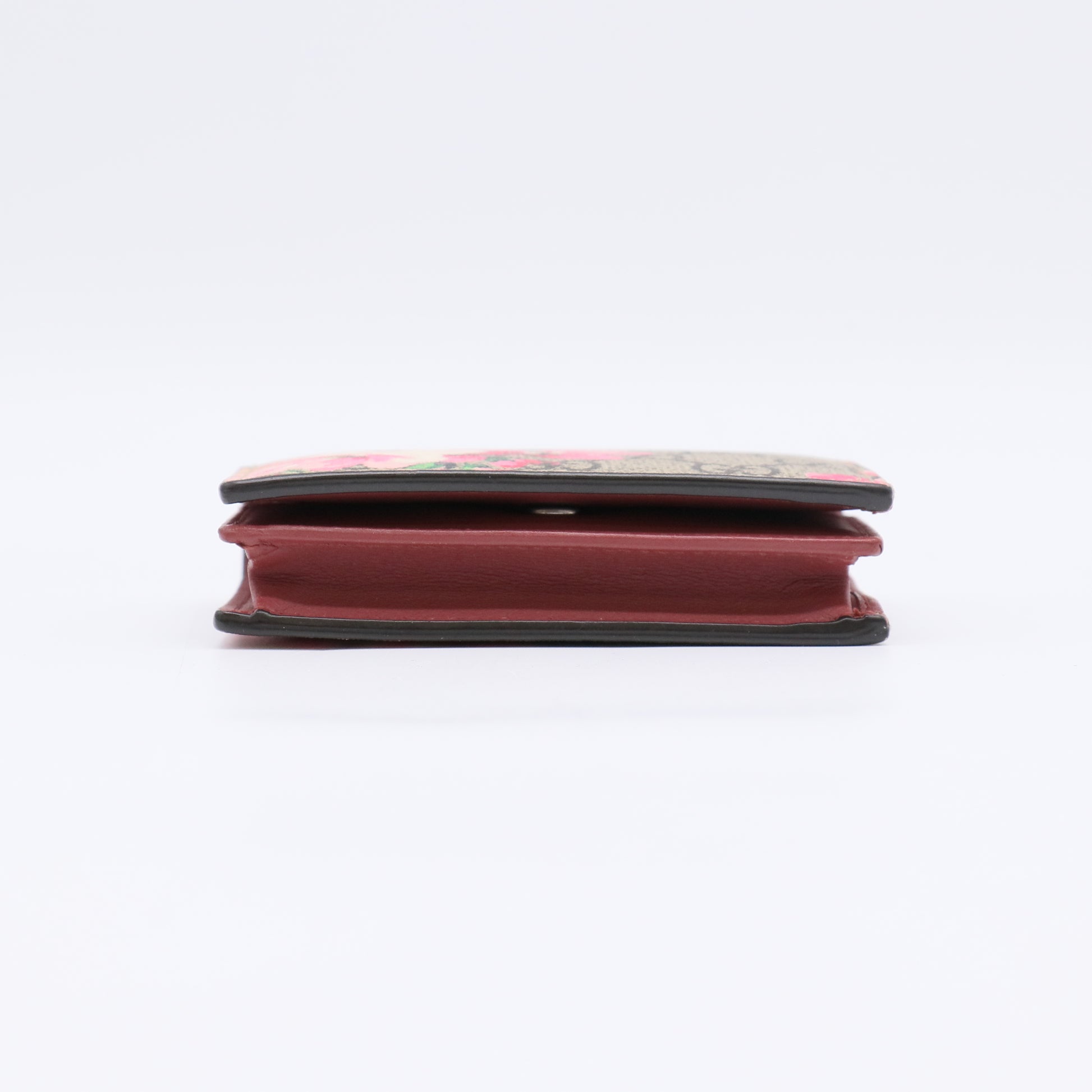 Gucci GG Supreme Monogram Blooms Card Case Wallet in Beige Multicolor Dry Rose (Model 410088) W22558
