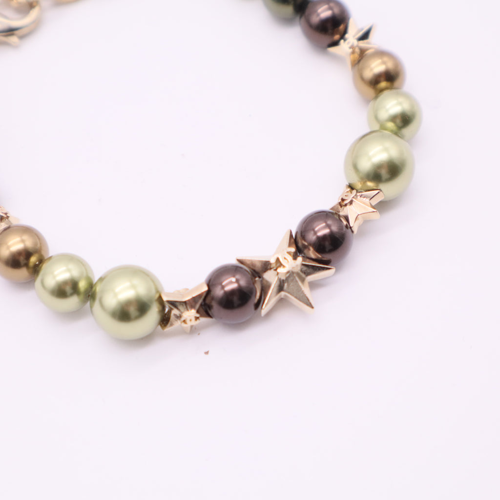 CC Charm Bracelet Metal with Faux Pearls, Beads and Crystals Twins