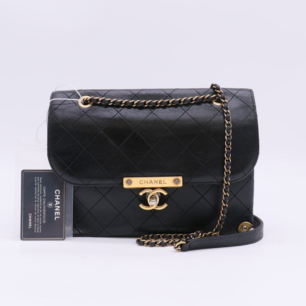 Chanel Around The Corner Flap Bag Quilted Lambskin Medium twins LDZ869