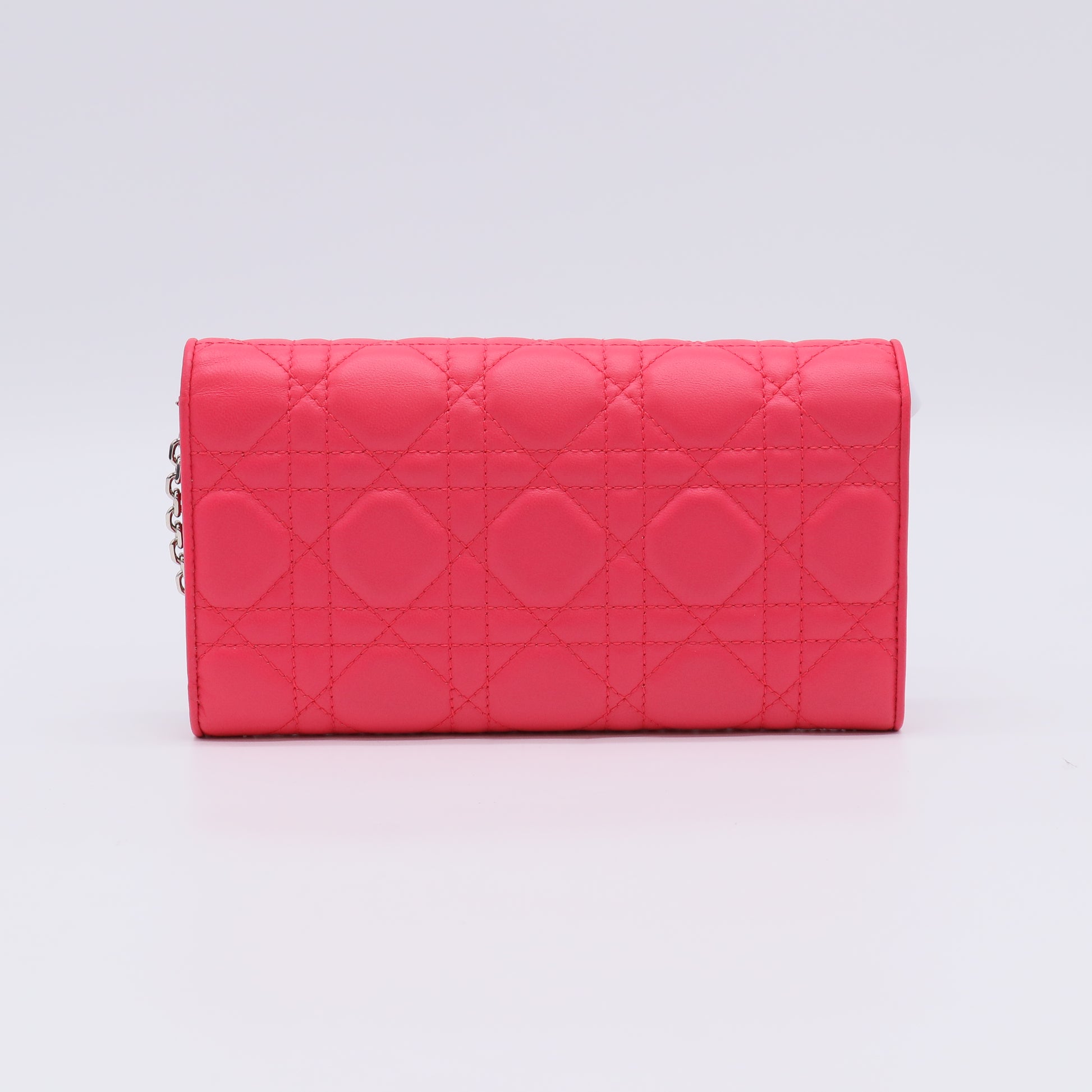 Fuchsia Quilted Cannage Leather Lady Dior Wallet on Chain Bag W22545