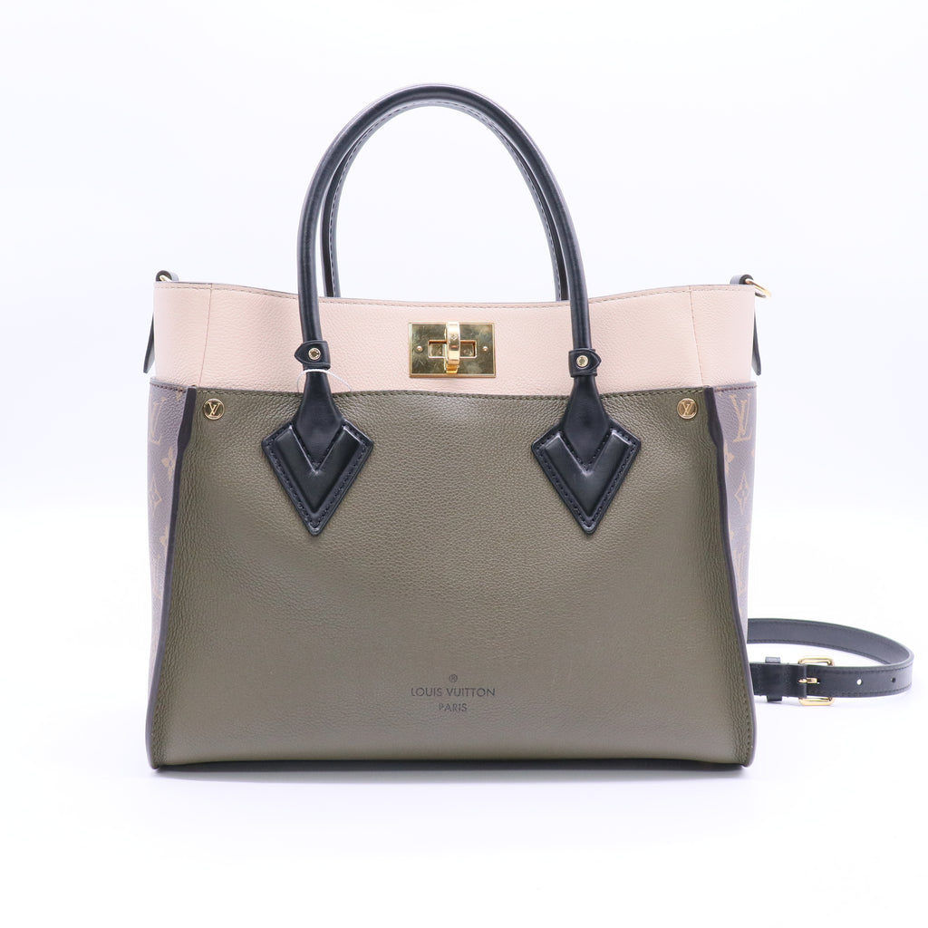 On My Side Tote Leather with Monogram Canvas MM Twins LDJ2804