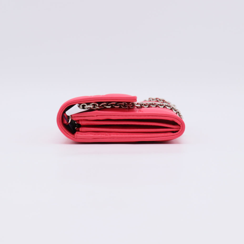 Fuchsia Quilted Cannage Leather Lady Dior Wallet on Chain Bag W22545