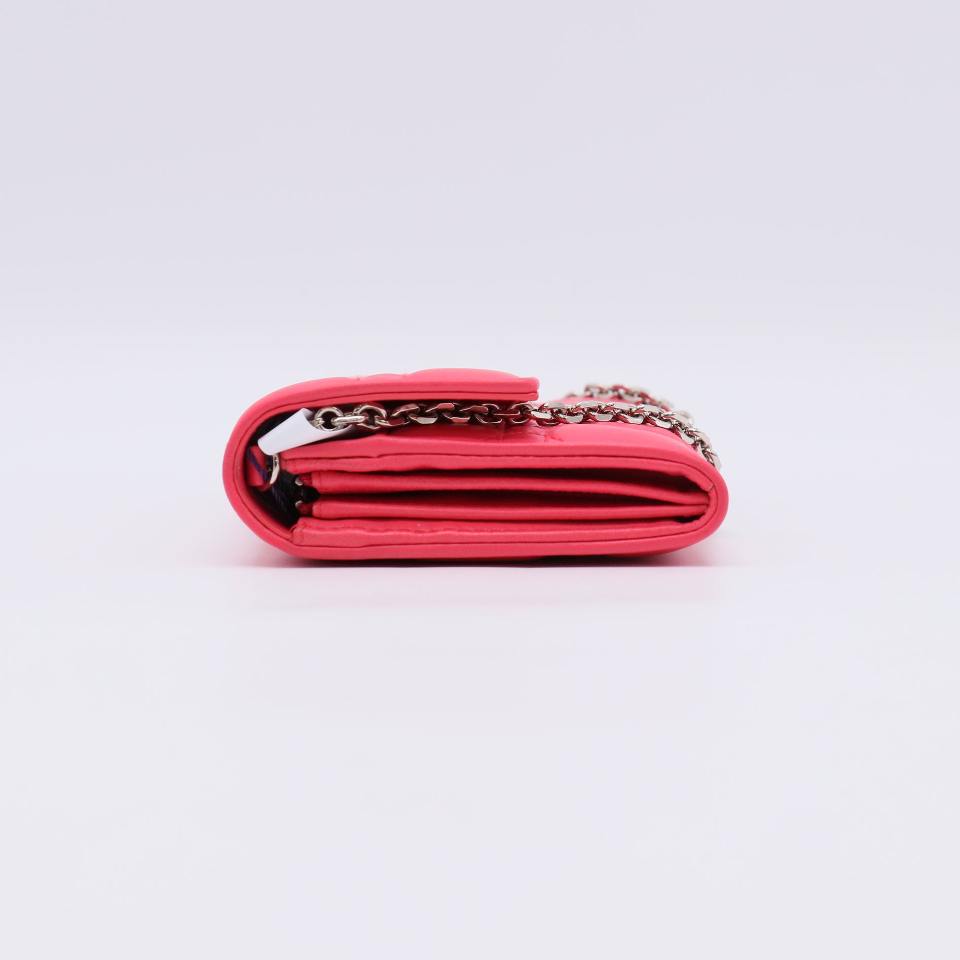 Fuchsia Quilted Cannage Leather Lady Dior Wallet on Chain Bag W22545