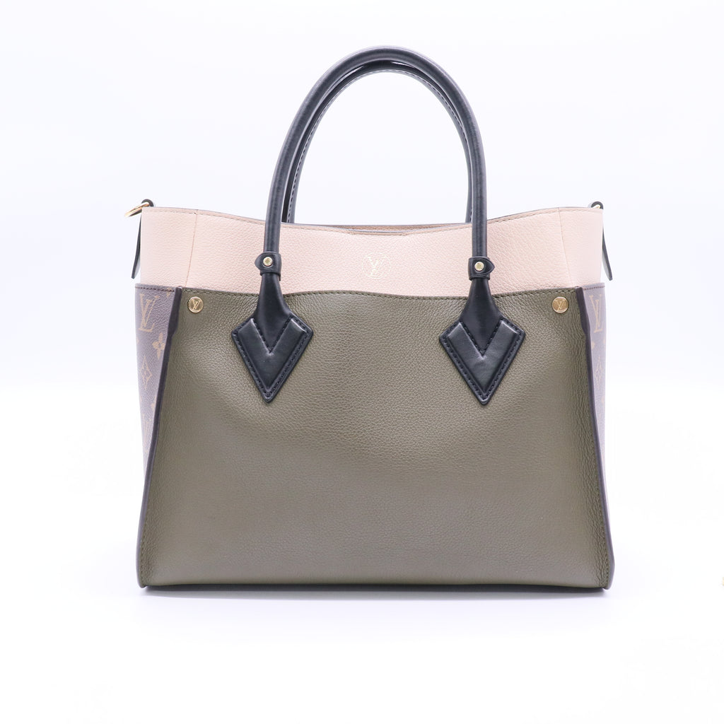 On My Side Tote Leather with Monogram Canvas MM Twins LDJ2804