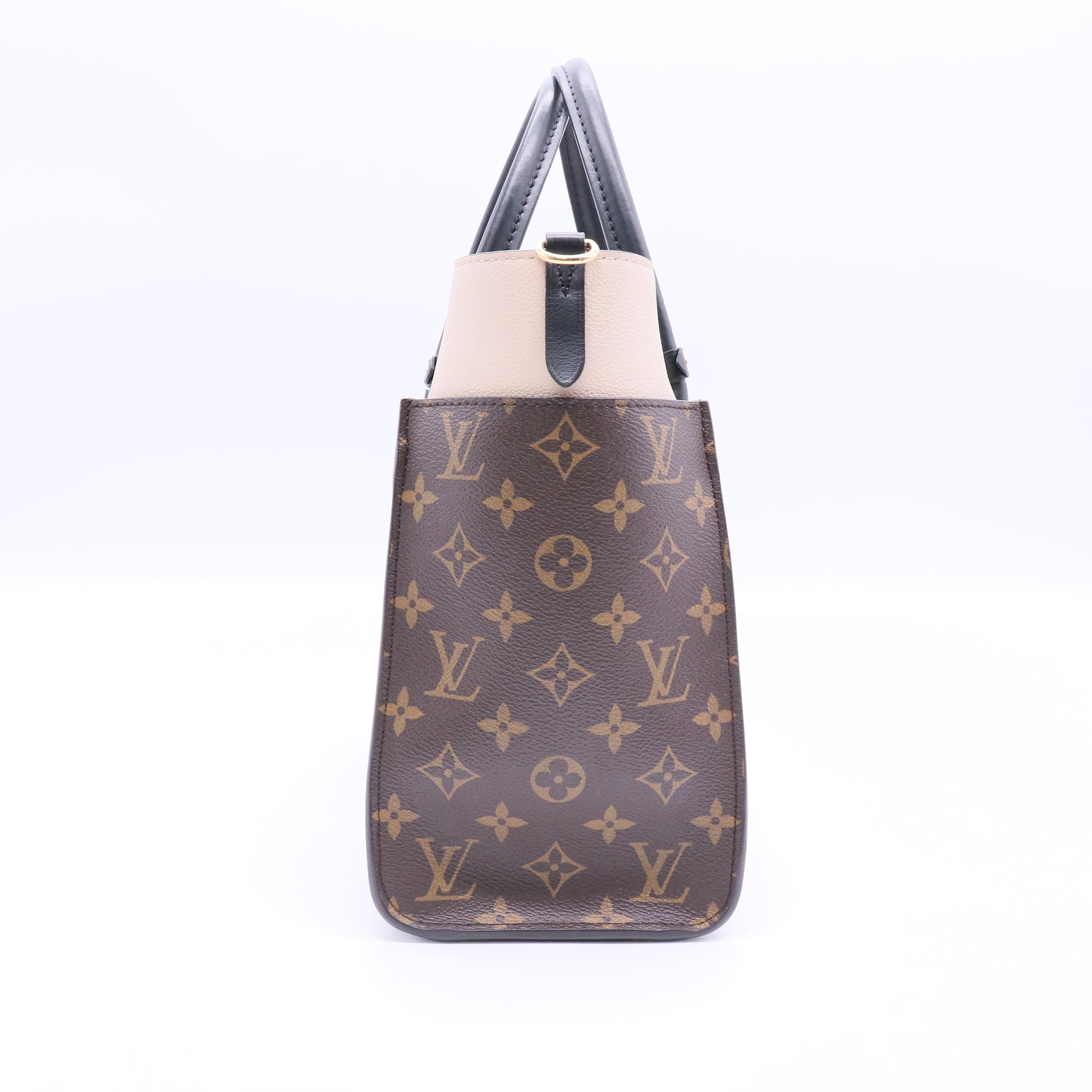 On My Side Tote Leather with Monogram Canvas MM Twins LDJ2804