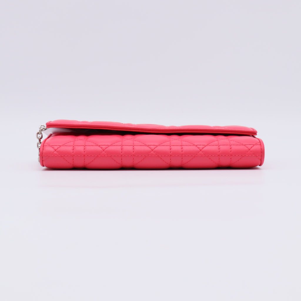 Fuchsia Quilted Cannage Leather Lady Dior Wallet on Chain Bag W22545