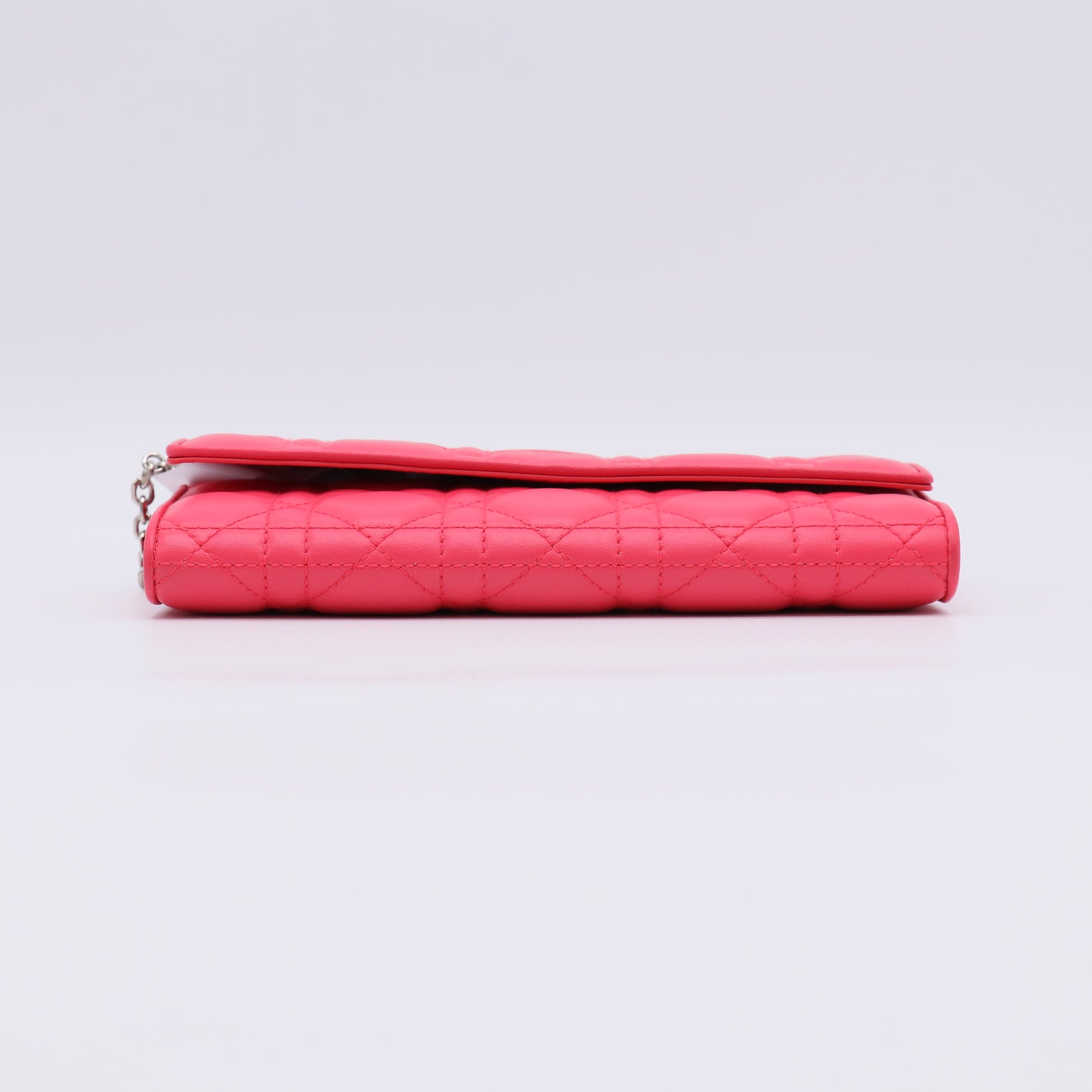 Fuchsia Quilted Cannage Leather Lady Dior Wallet on Chain Bag W22545