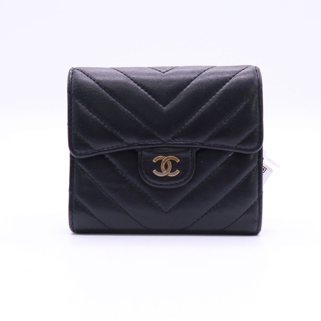 Chanel CC Compact Classic Flap Wallet Chevron Lambskin twins LDJ3552