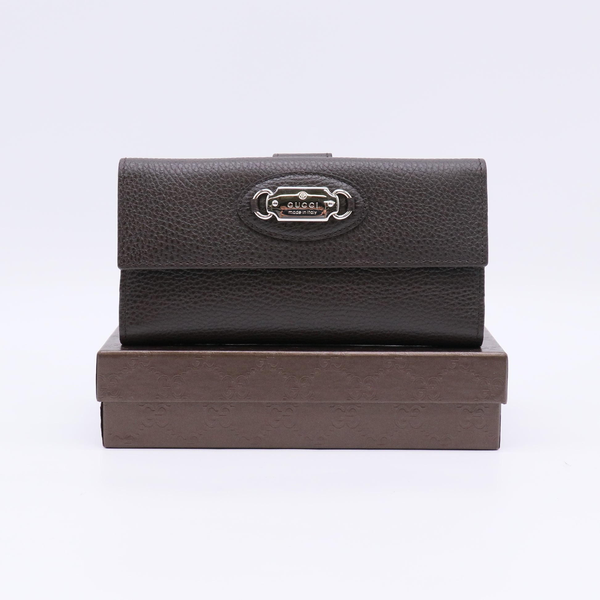 Gucci Grained Leather W-Hook Continental Long Wallet W22547