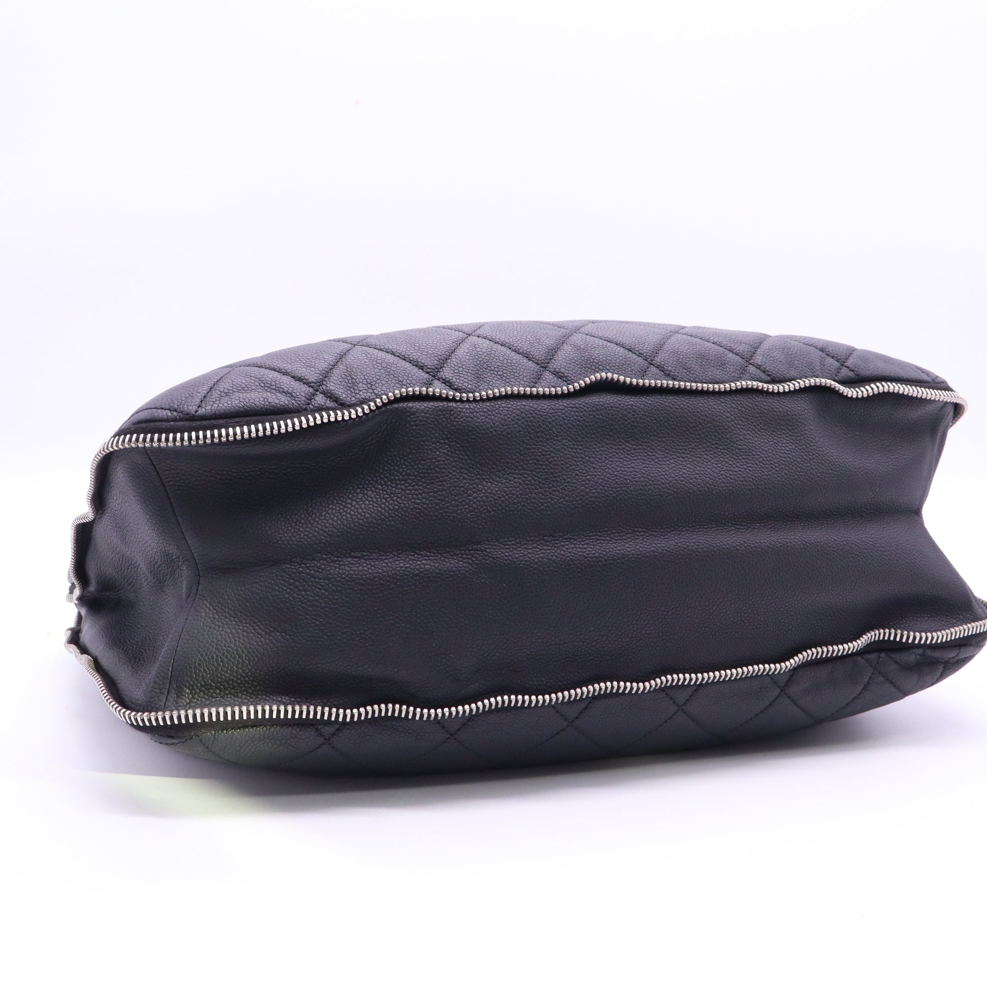 Chanel Coco Mark Aged Skin Chain Tote Bag Matelasse Black Silver Metal Fittings twins LDJ3563