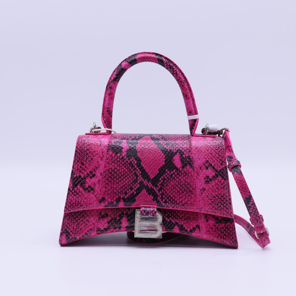 Balenciaga Hourglass Top Handle Bag Python Embossed Leather twins