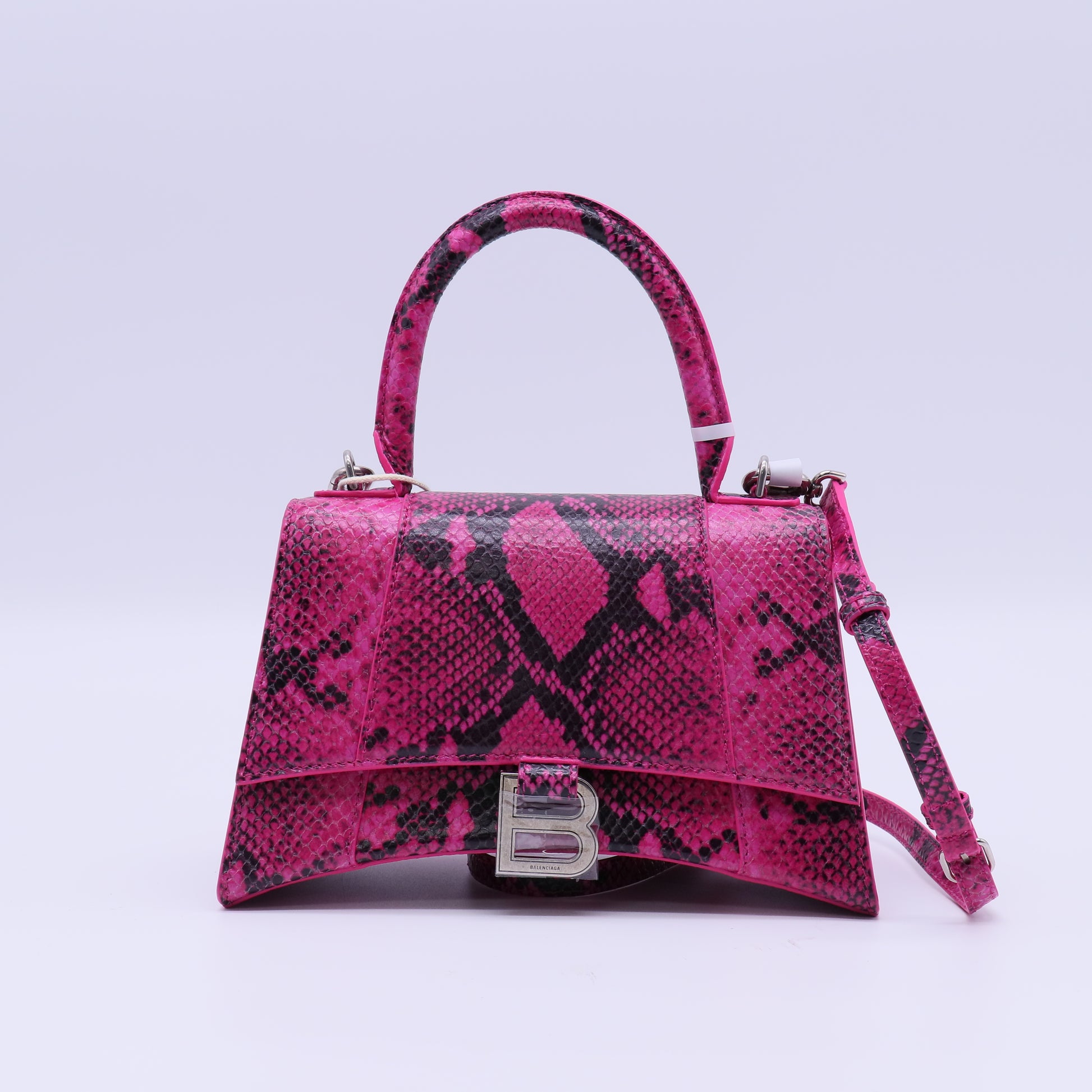 Balenciaga Hourglass Top Handle Bag Python Embossed Leather twins