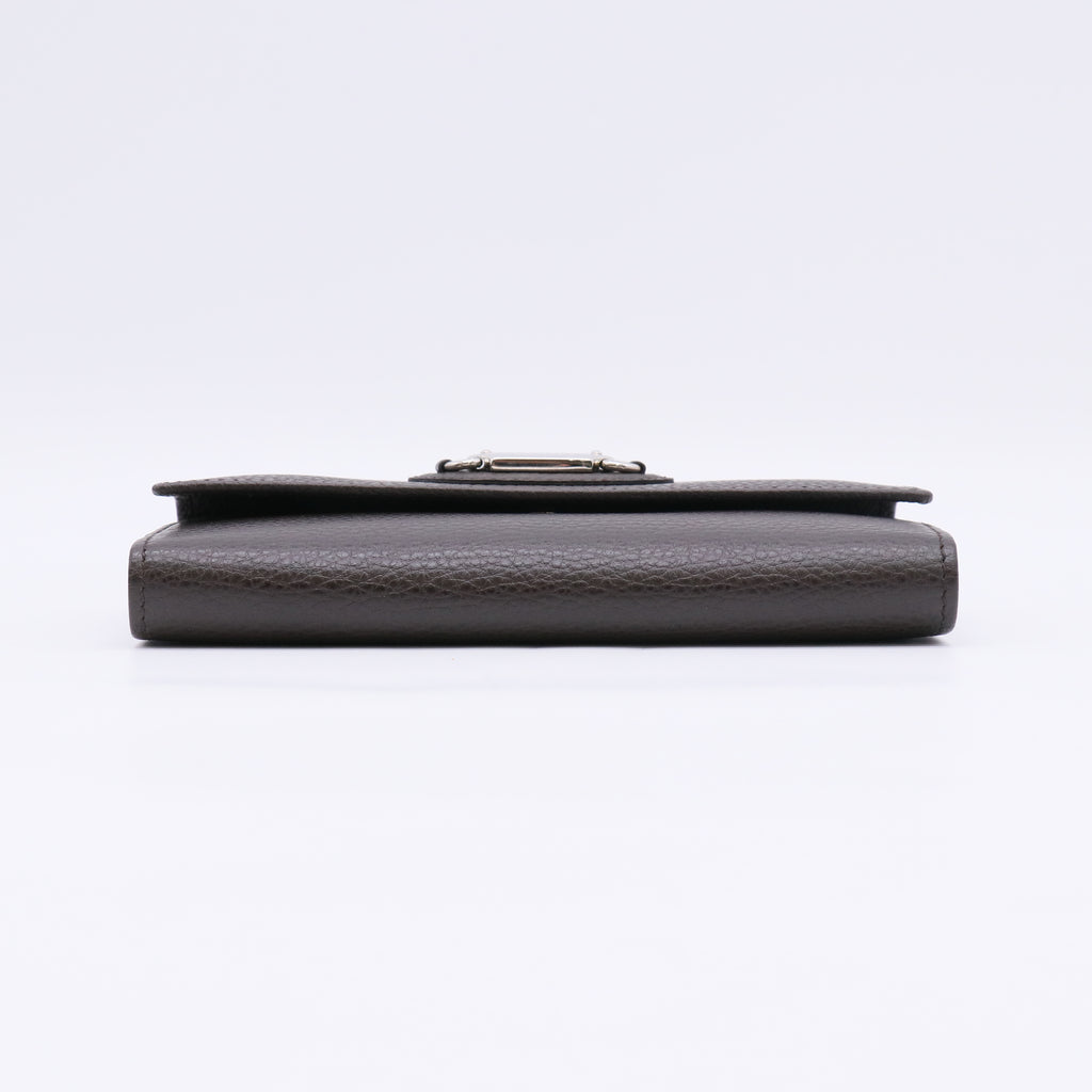 Gucci Grained Leather W-Hook Continental Long Wallet W22547