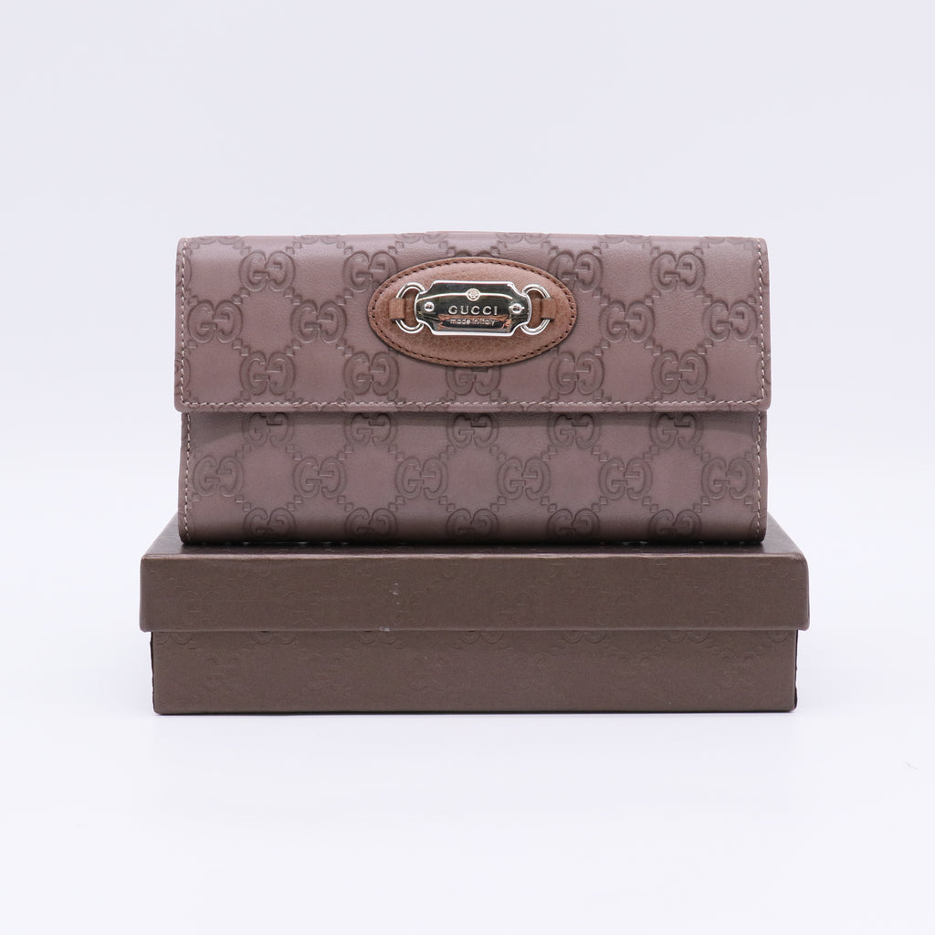 Purple Guccissima Leather Flap Continental Wallet W22553
