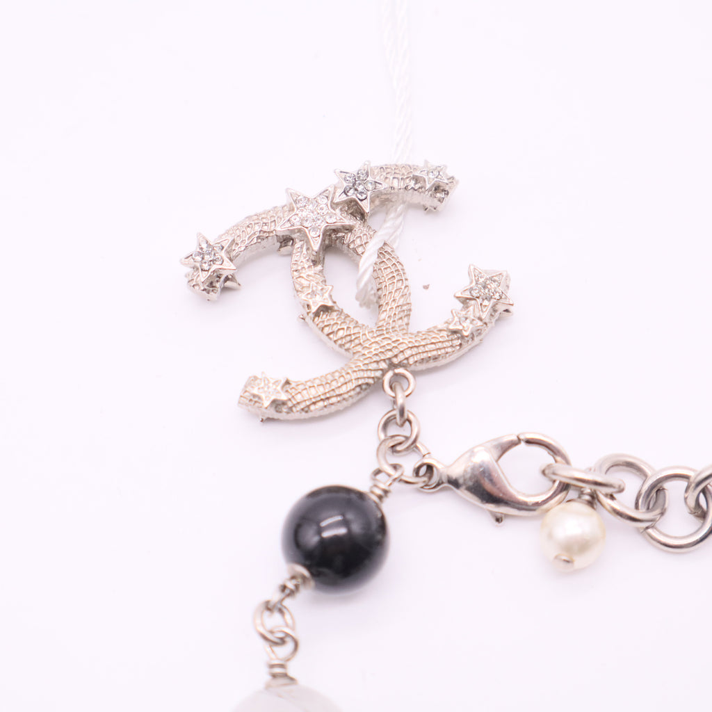 Chanel Faux Pearl Black Bead Multi Charm Twins