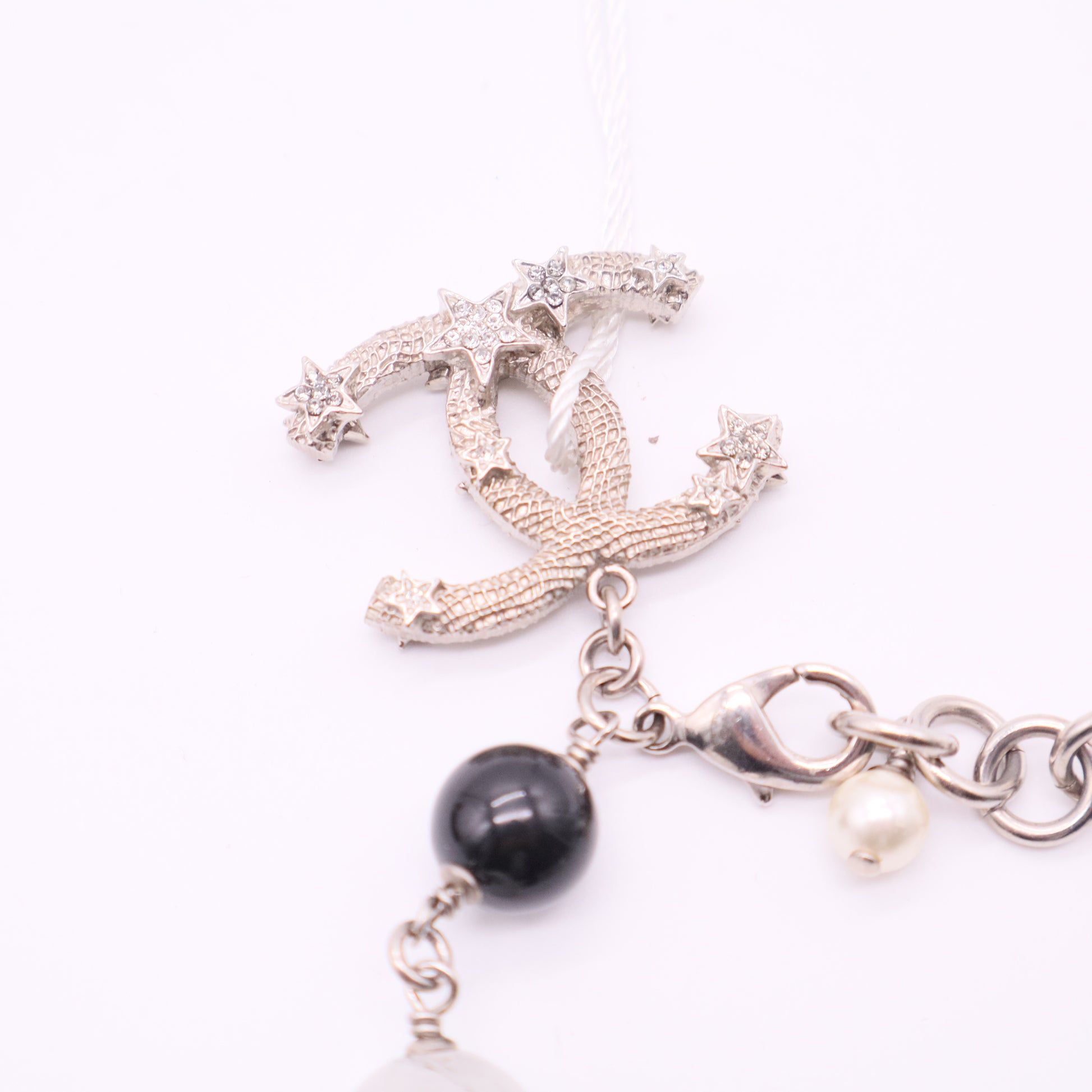 Chanel Faux Pearl Black Bead Multi Charm Twins