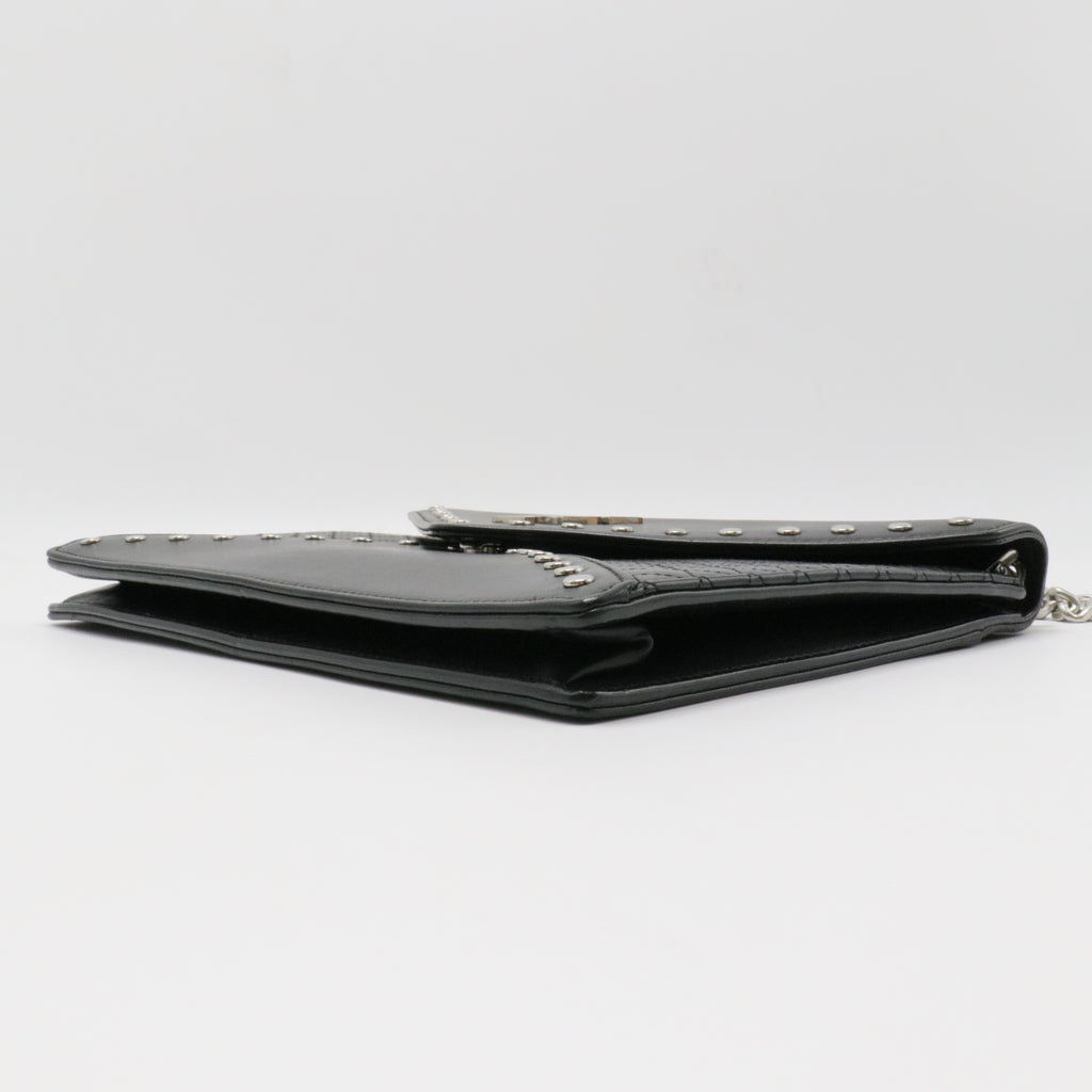 Black Quilted Lambskin Studded Monogram Gaby Shoulder Bag