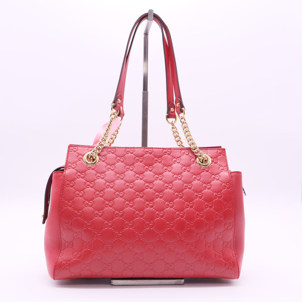 Red Guccissima Leather Soft Signature Shoulder Bag twins