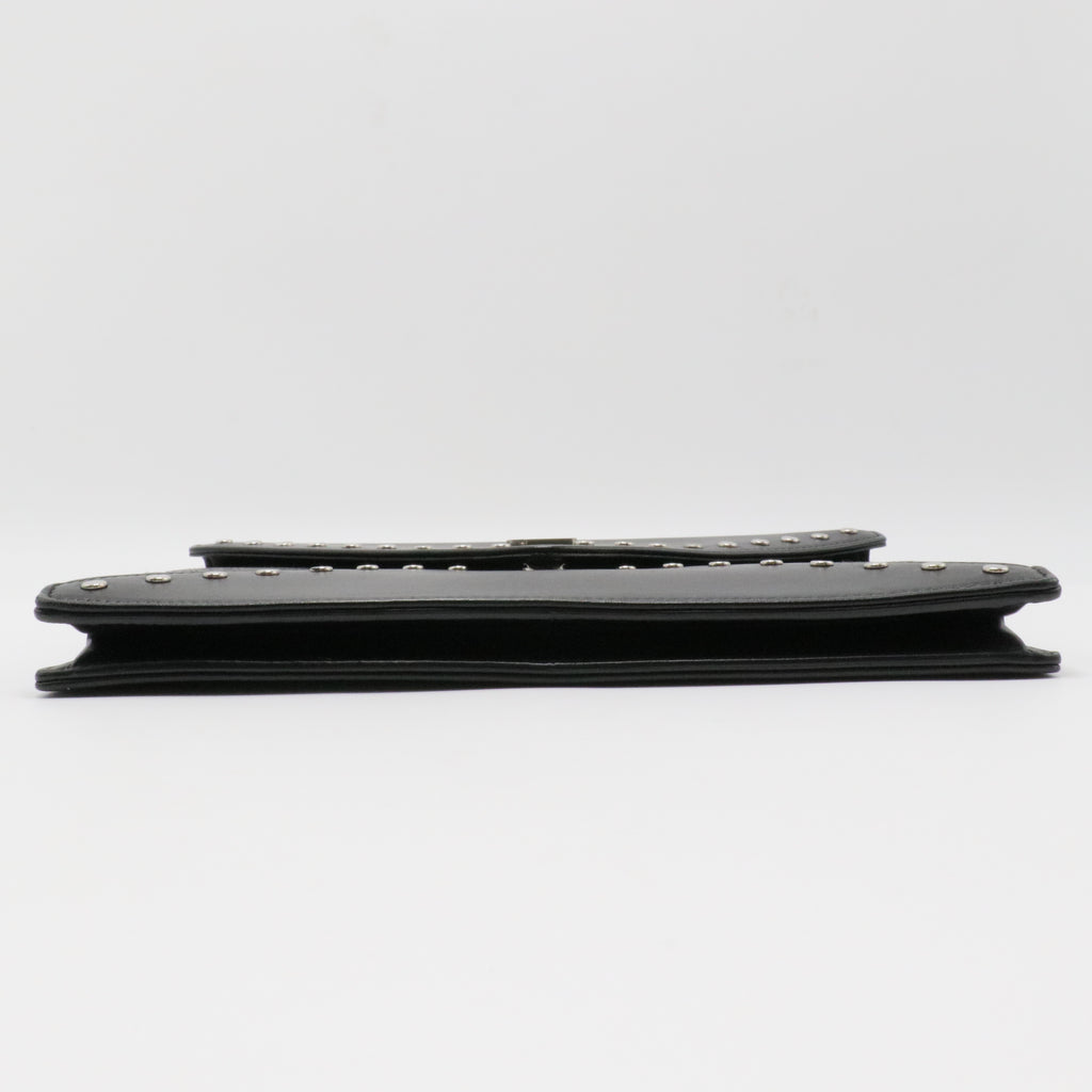 Black Quilted Lambskin Studded Monogram Gaby Shoulder Bag