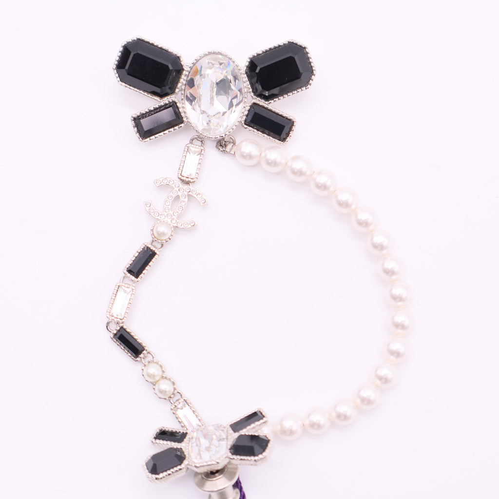 Faux Pearl & Strass CC Brooch Twins