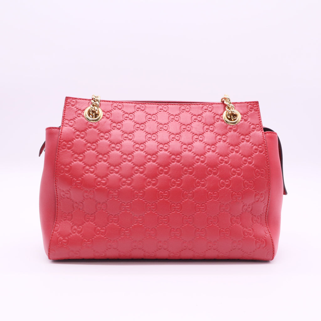 Red Guccissima Leather Soft Signature Shoulder Bag twins