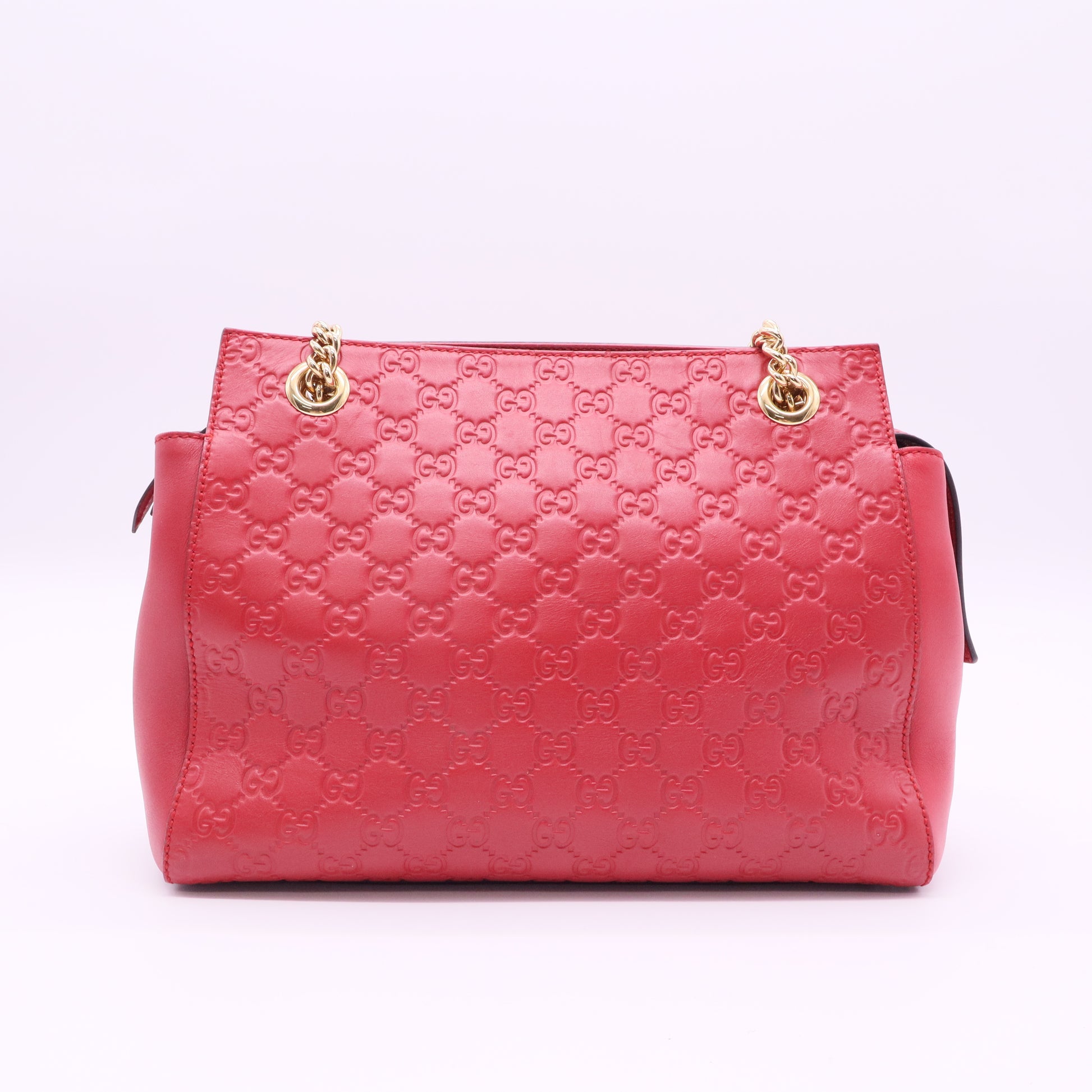 Red Guccissima Leather Soft Signature Shoulder Bag twins