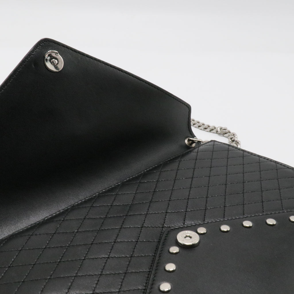 Black Quilted Lambskin Studded Monogram Gaby Shoulder Bag