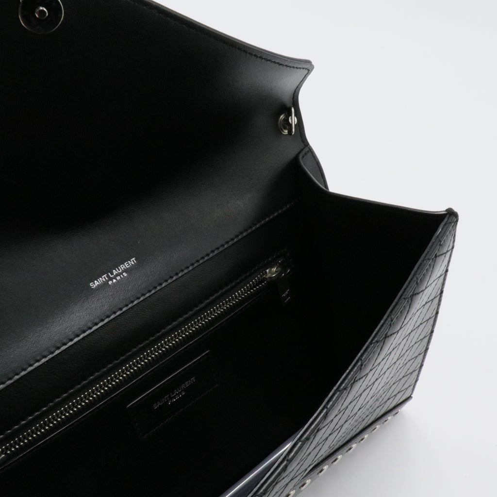 Black Quilted Lambskin Studded Monogram Gaby Shoulder Bag