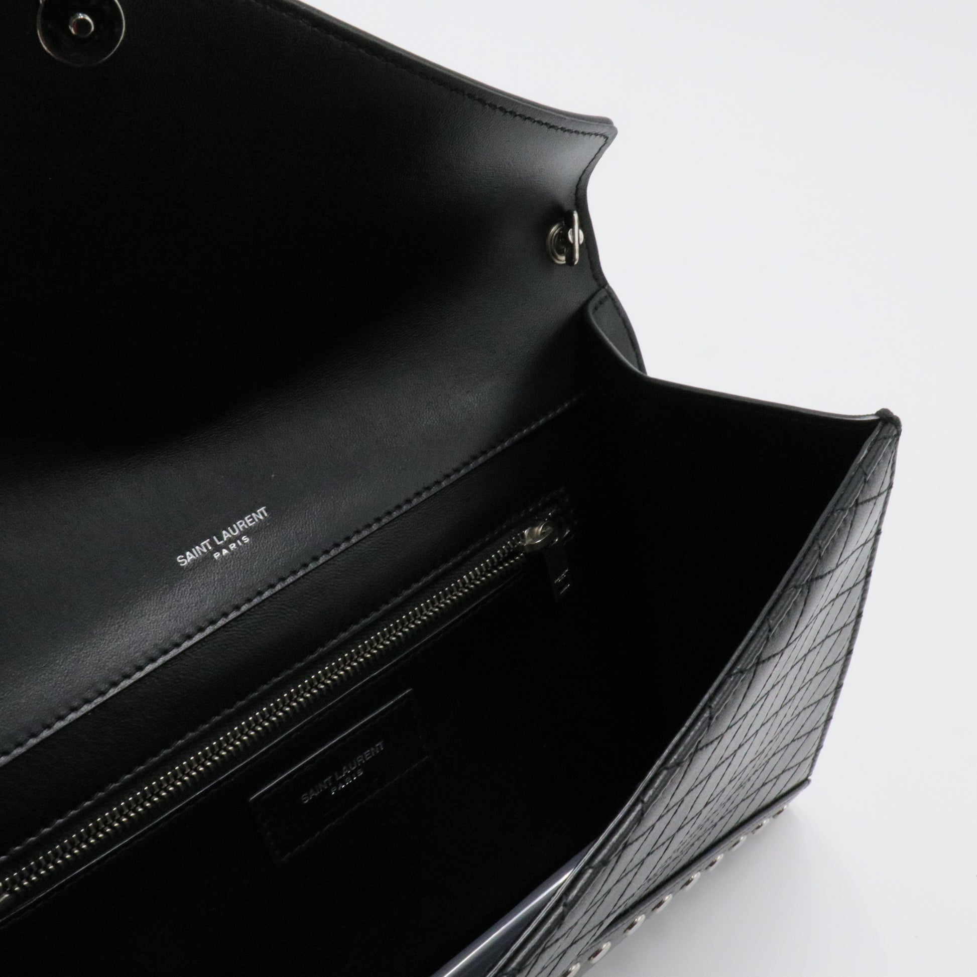 Black Quilted Lambskin Studded Monogram Gaby Shoulder Bag