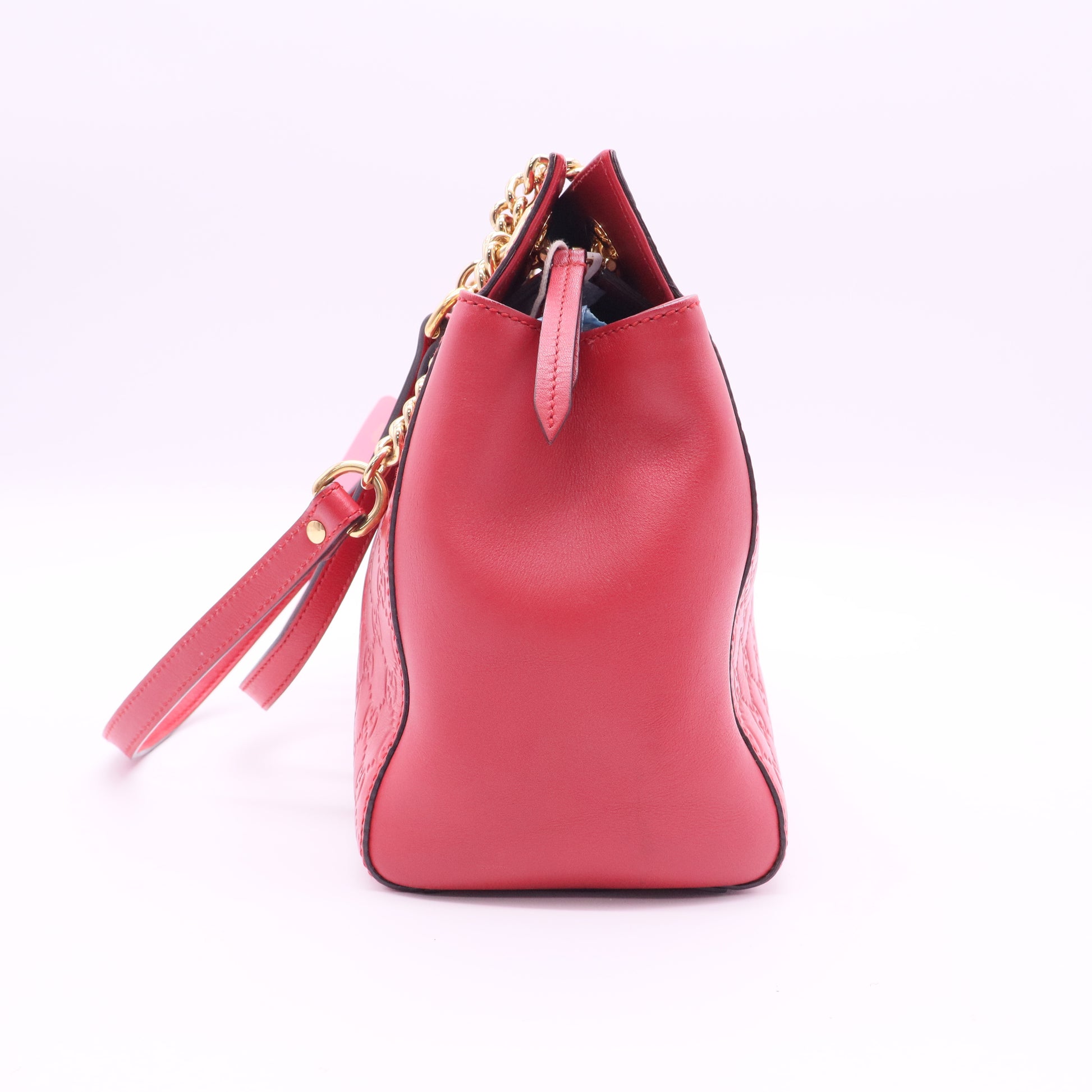 Red Guccissima Leather Soft Signature Shoulder Bag twins