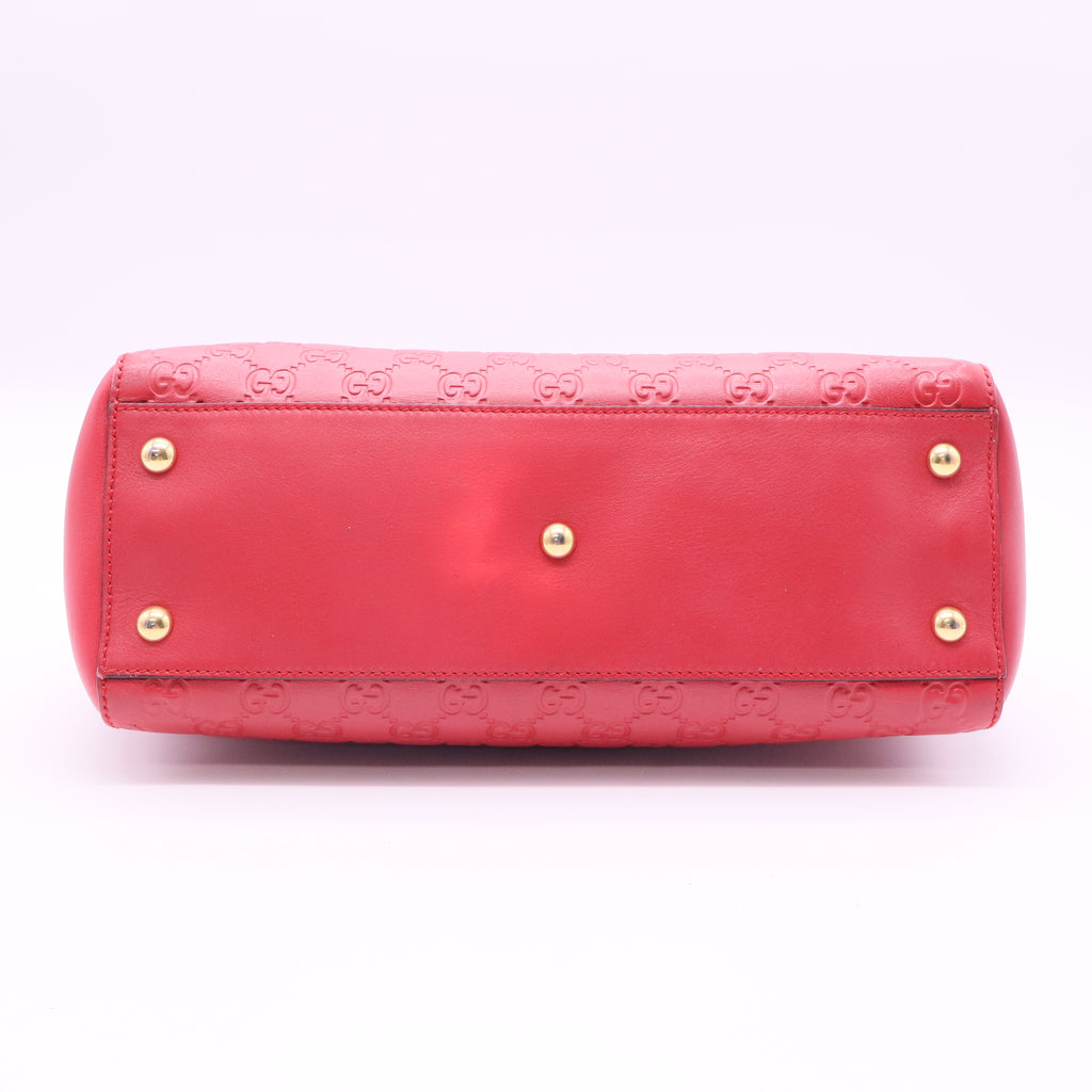 Red Guccissima Leather Soft Signature Shoulder Bag twins