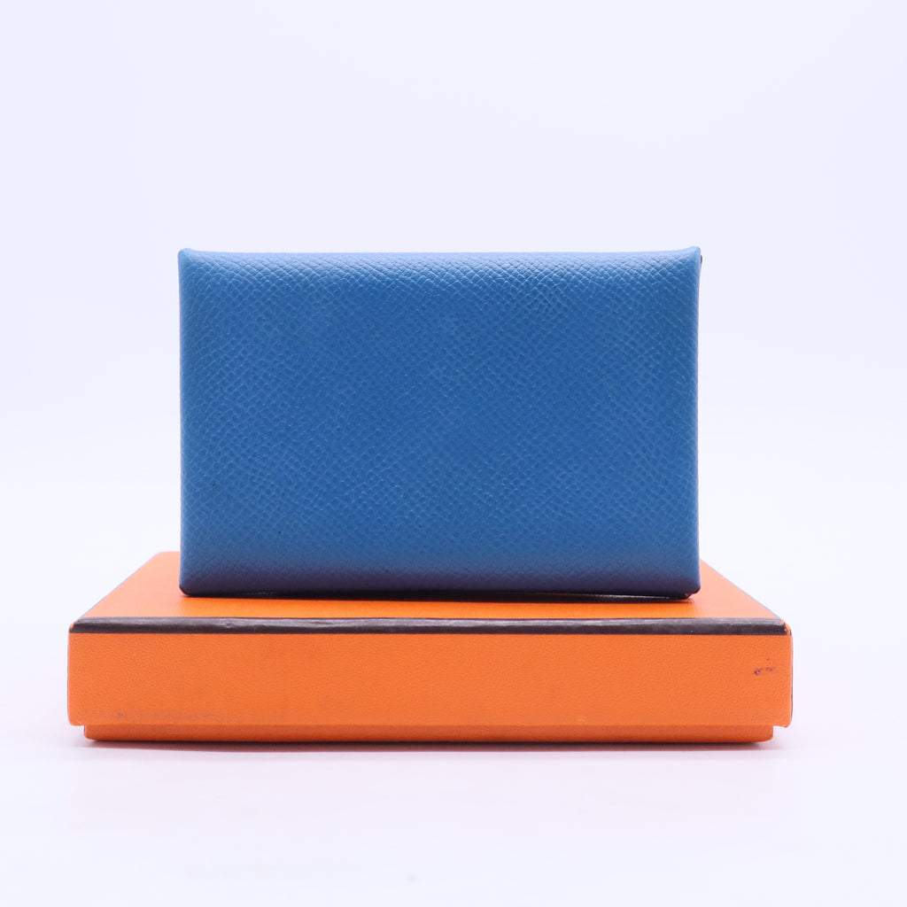 Hermès Hermes Calvi Duo Veau Epsom Coin Case Blue W20273