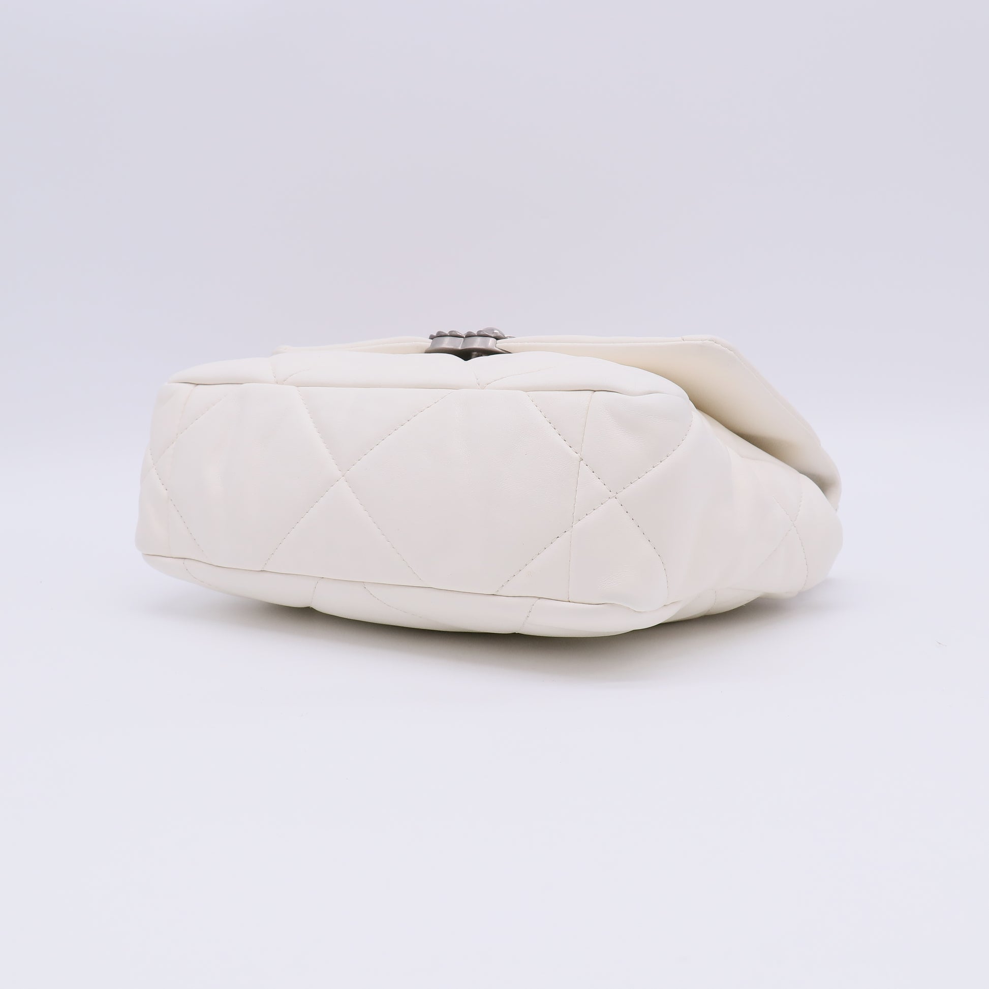 Chanel White Quilted Goatskin Leather Chanel 19 Small Bag twins LDZ347