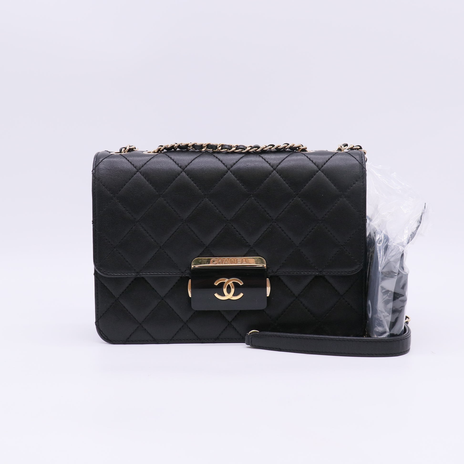 Chanel Sheepskin Quilted Beauty Lock Flap Black twins LDJ5551