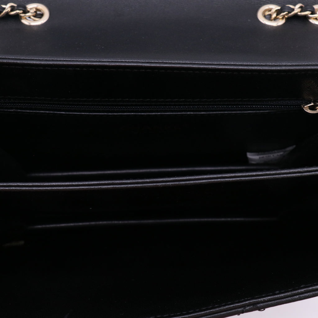 Chanel Sheepskin Quilted Beauty Lock Flap Black twins LDJ5551