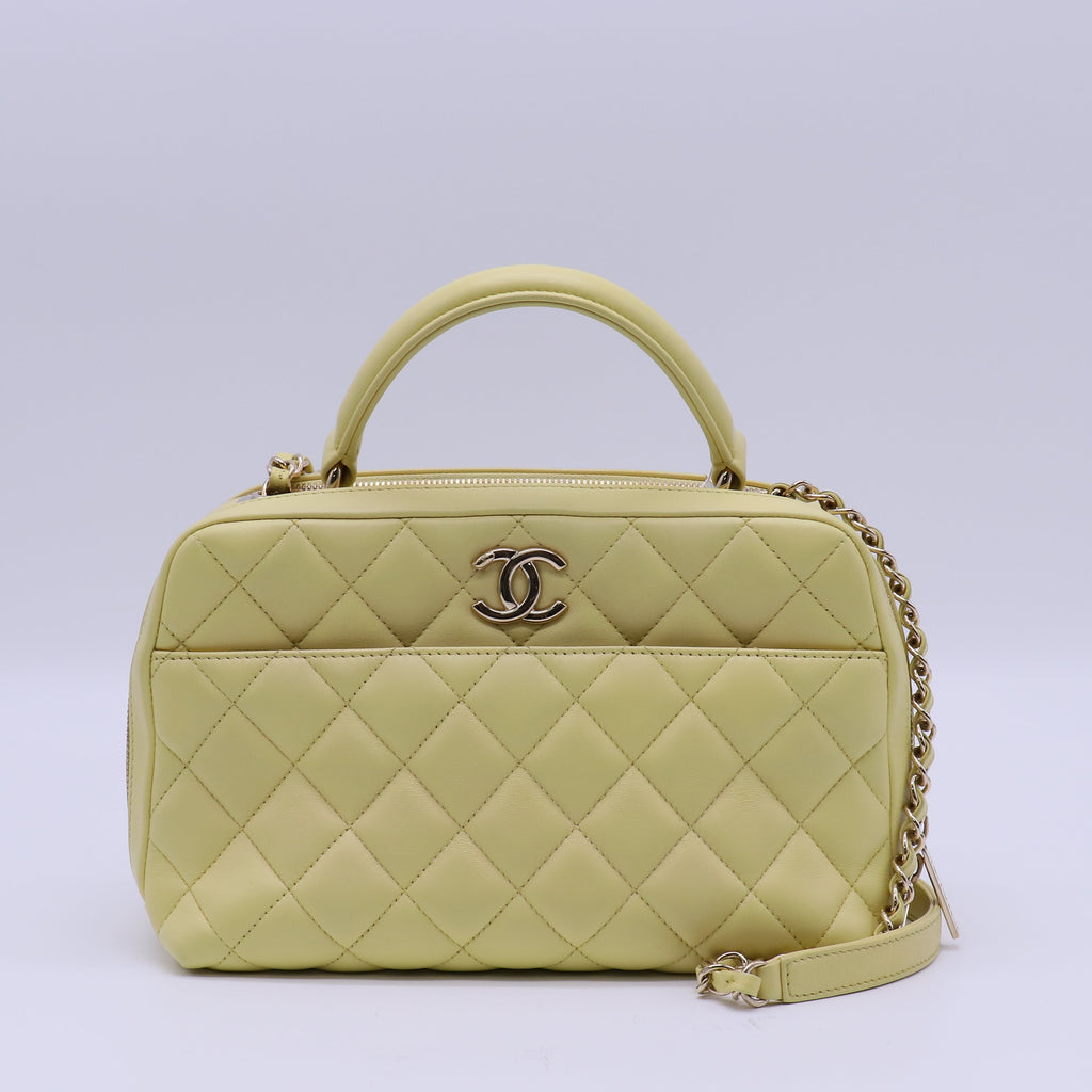 Chanel Burgundy Quilted Lambskin Leather Trendy CC Bowling Bag twins B21880