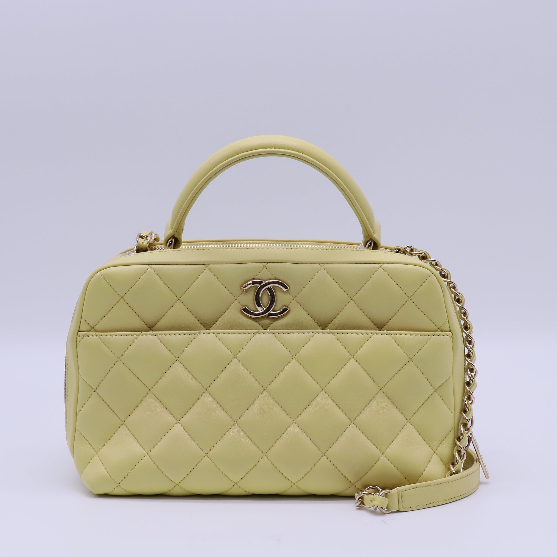 Chanel Burgundy Quilted Lambskin Leather Trendy CC Bowling Bag twins B21880